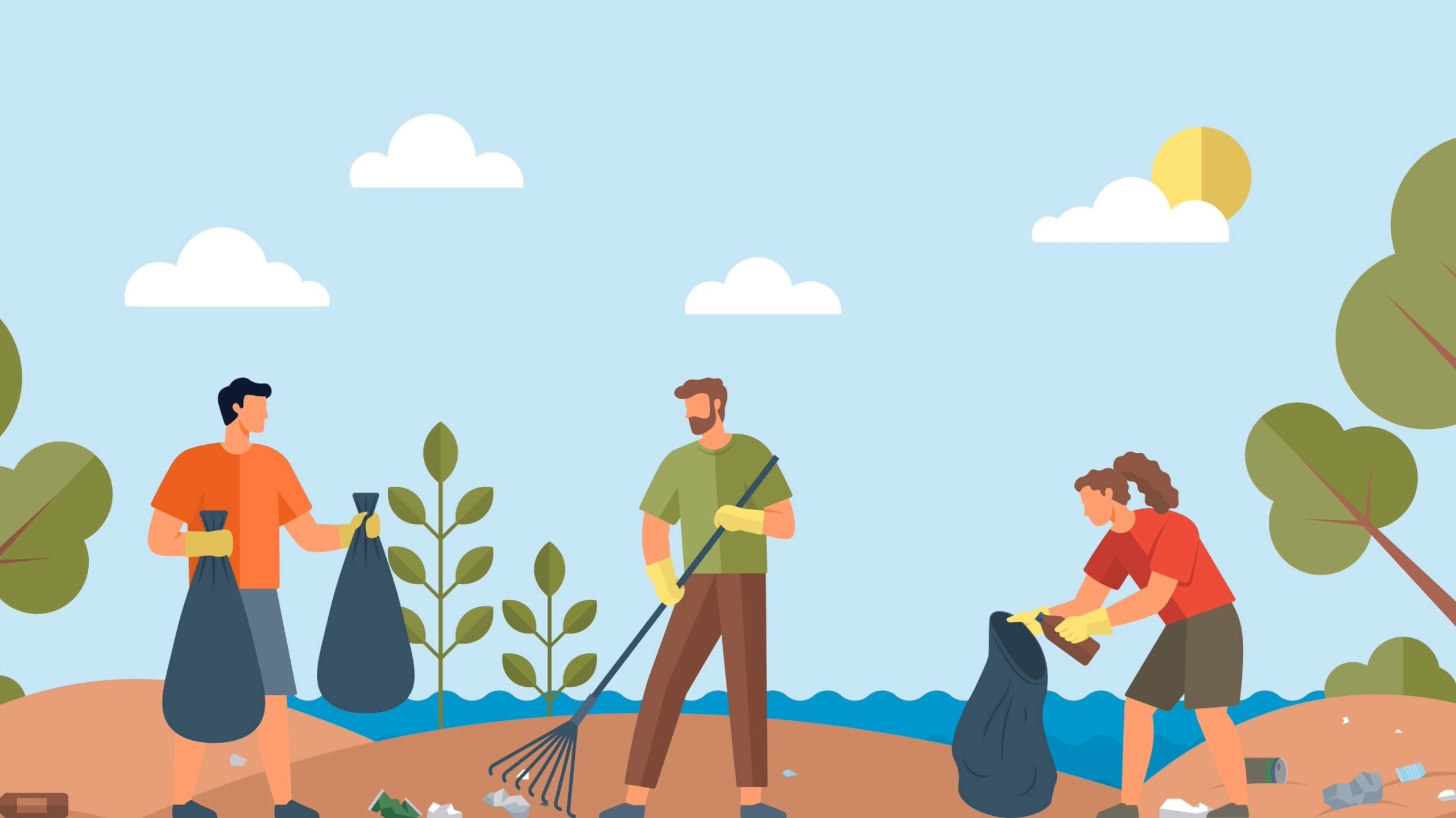 Image of people doing community work in a park